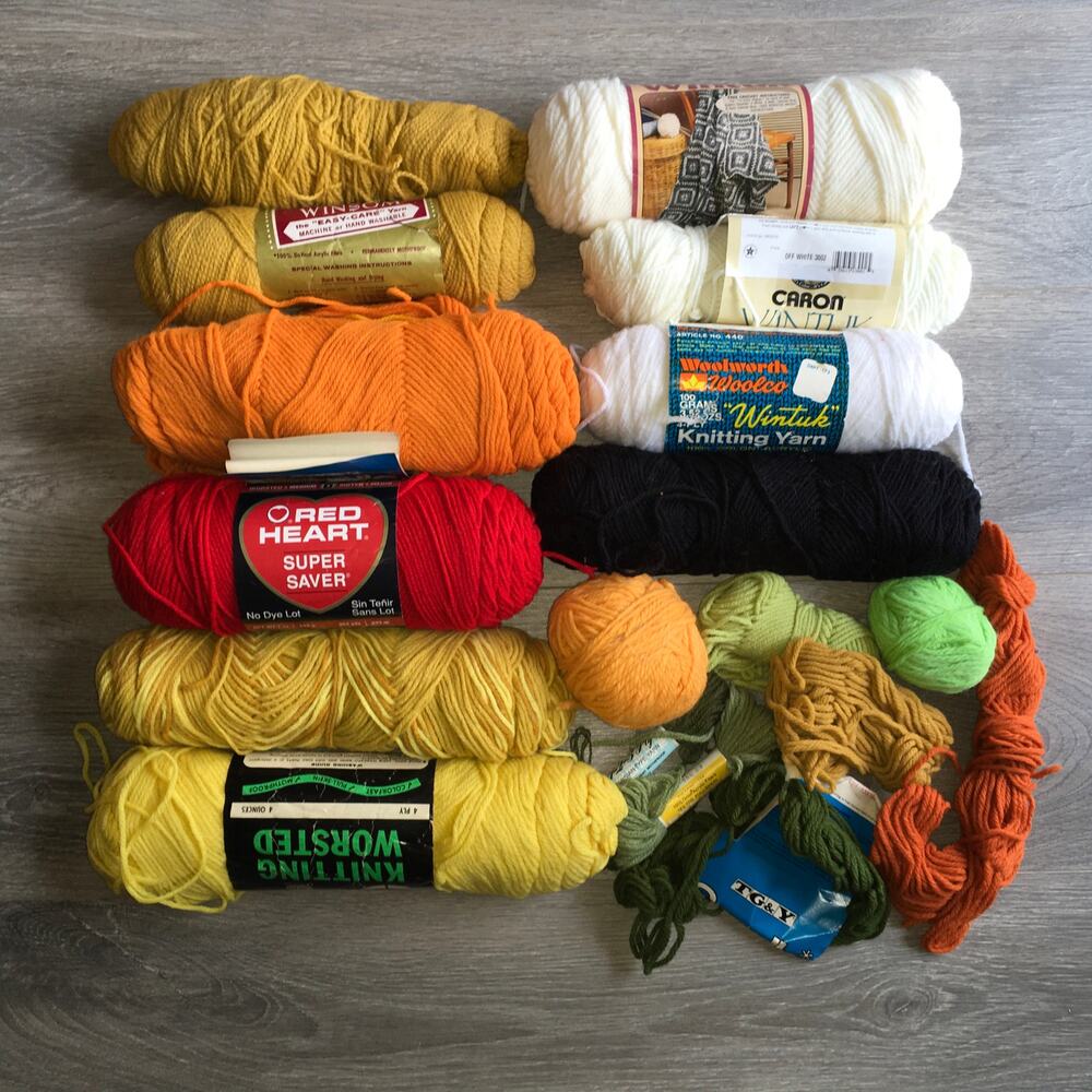Mixed Yarn Destash Lot Red Heart Wintuk Vintage Crochet Knitting Handmade Craft